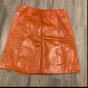 Vintage Chanel orange leather mini skirt
